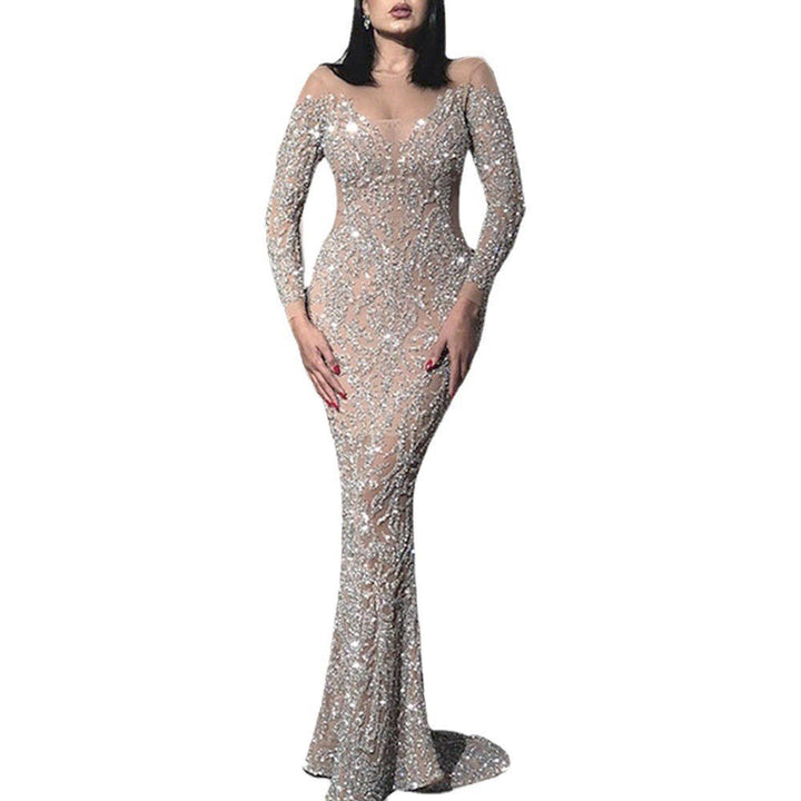 Dame Elegant Spidskjole med glamorøst glimmer og tætsiddende snit Stilla