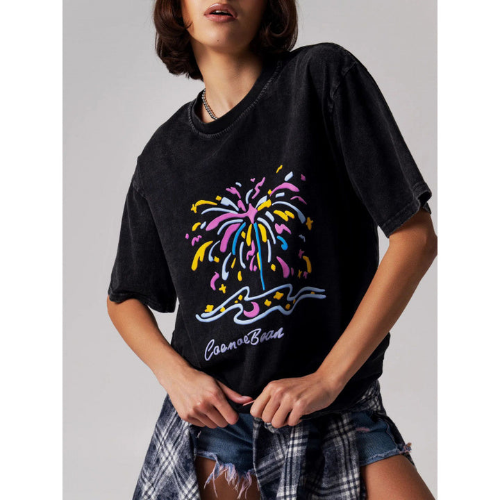 Dame T-shirt med moderne grafikelement og afslappet snit Stilla