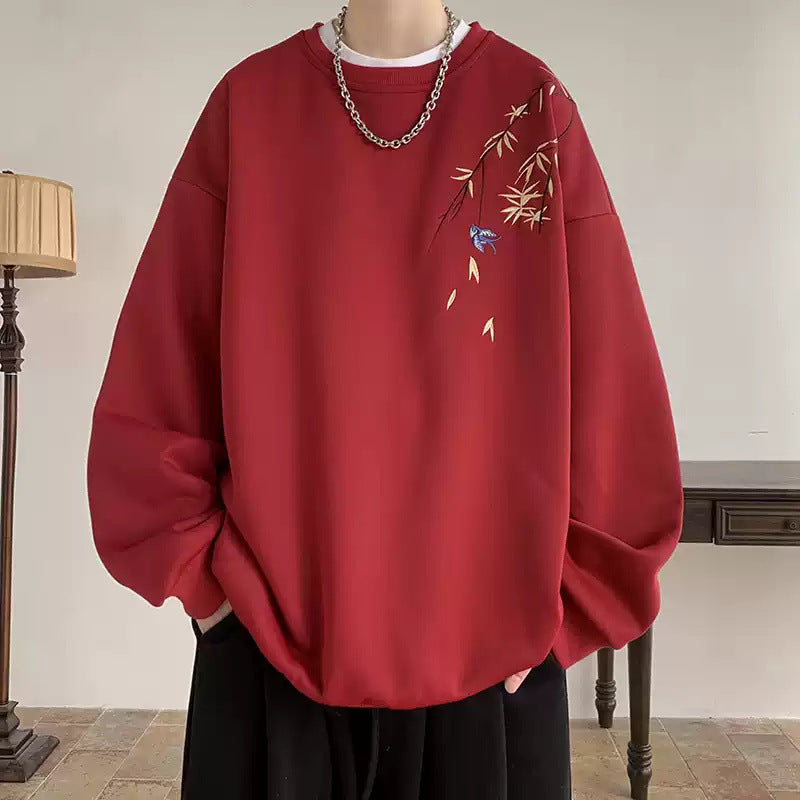 Dame afslappet sweatshirt med kreativt blomsterbroderi og behagelig pasform Stilla