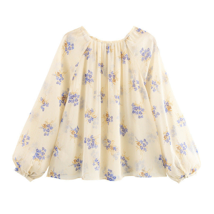 Stilla | Gennemsigtig-Shirt Blomstertryk Semi-Transparent Shirt