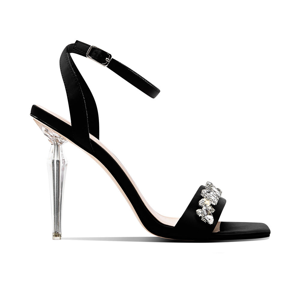 Dame Højhælede Strappy Sandaler med dekorative Strass accenter Stilla