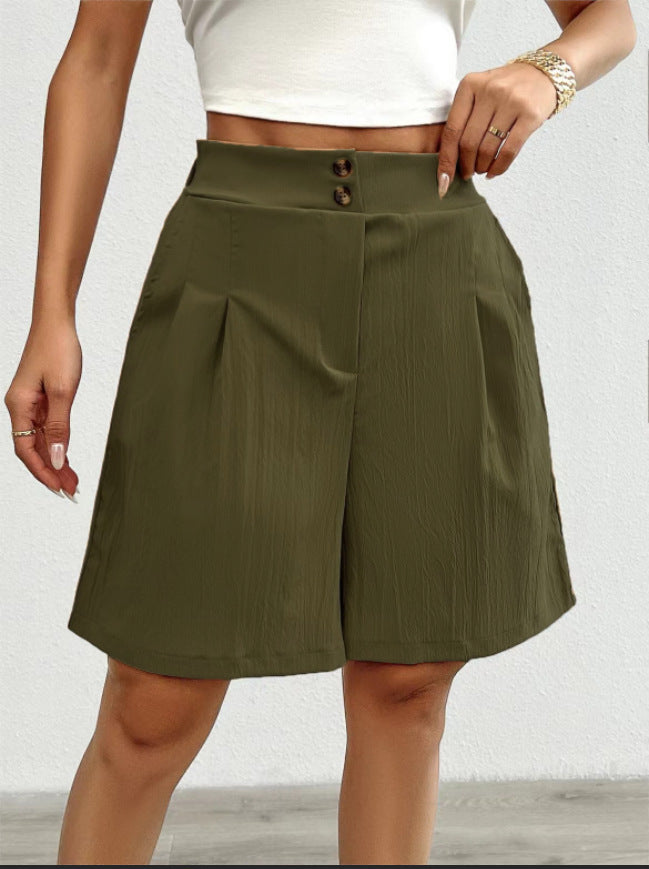 Damer casual shorts med høj talje og dekorative knapdetaljer Stilla