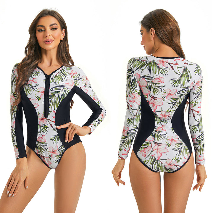 Dame Rashguard med lange ærmer og blomster mønster Stilla