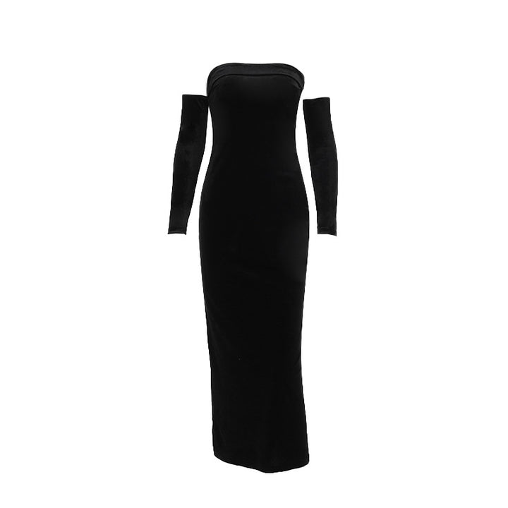 Dame Samt Off-Shoulder Aftenkjole Stilla