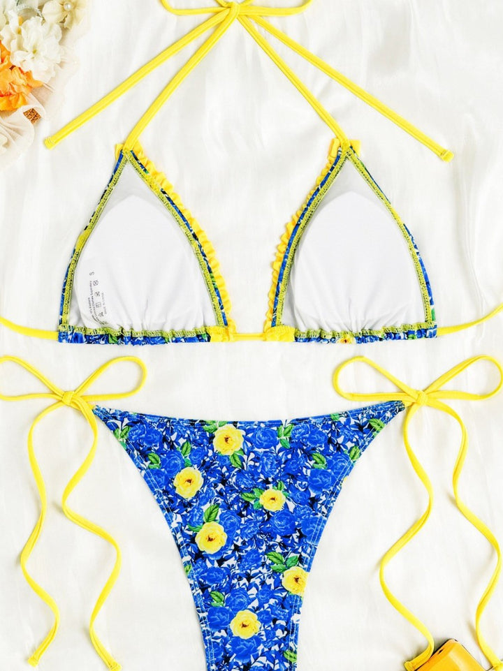 Dame Triangel-Bikini med legende volangdesign og blomstermønster Stilla