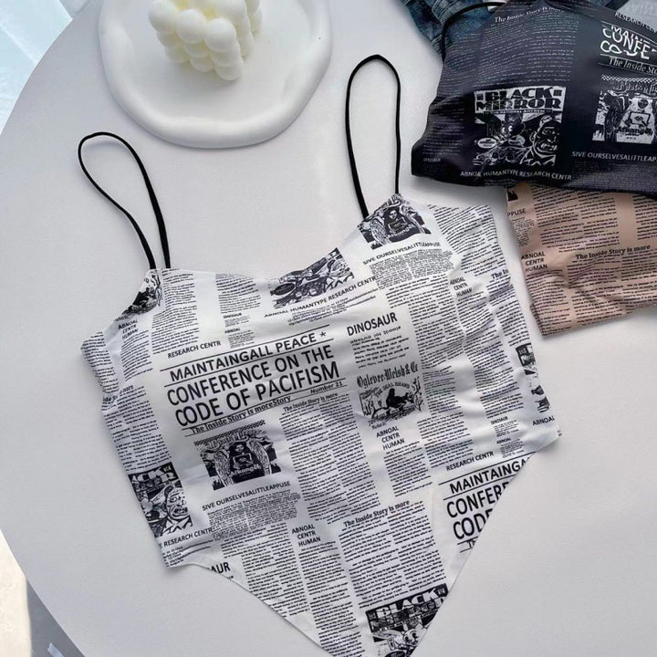 Dame Grafiktryk Spaghetti-strop Top Stilla