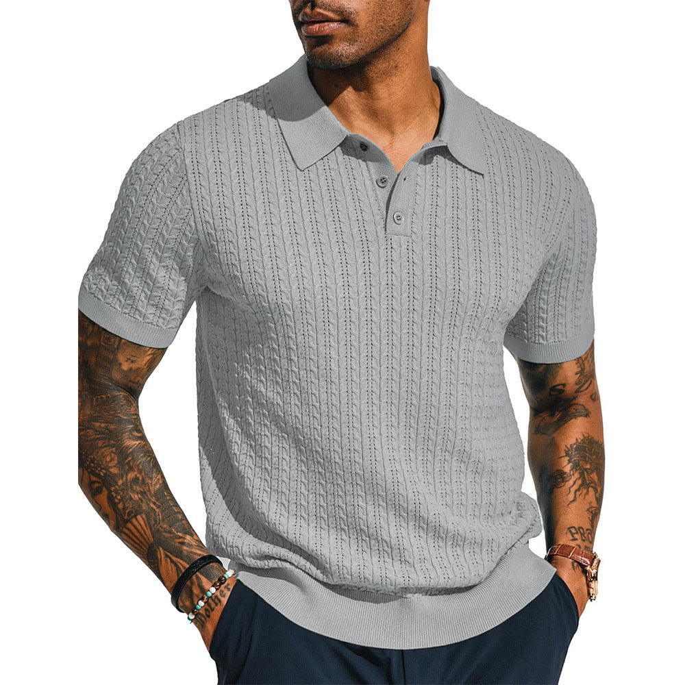 Herrer Poloshirt med struktureret strikdesign Stilla