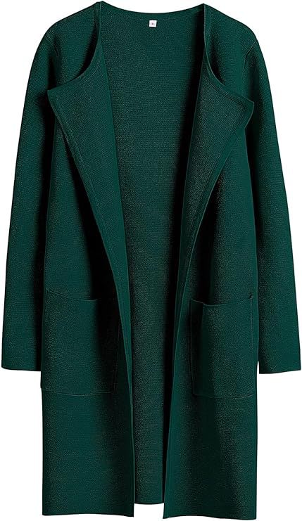 Dame Oversized Strikjakke med åbne front og praktiske lommer Stilla