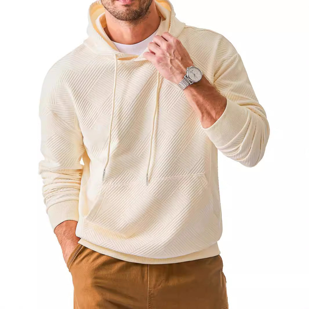 Herre hoodie med struktureret design og praktisk kængurulomme Stilla