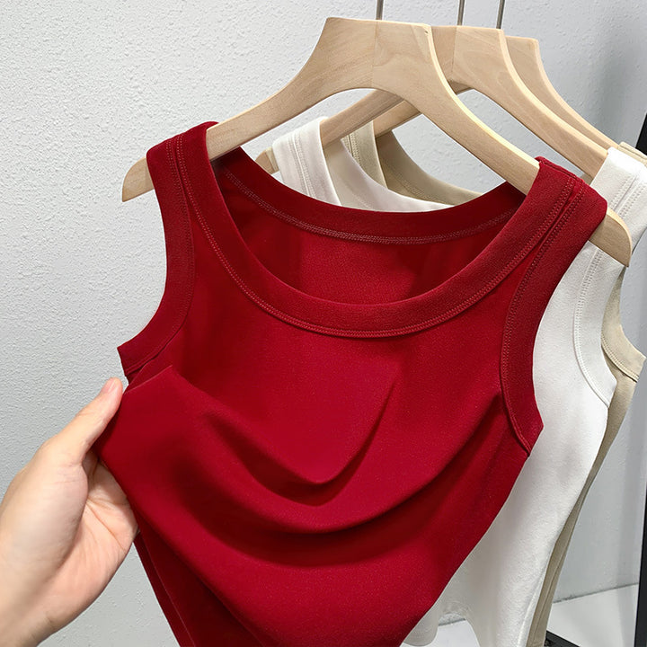 Dame tanktop uden ærmer med raffineret draperingseffekt Stilla