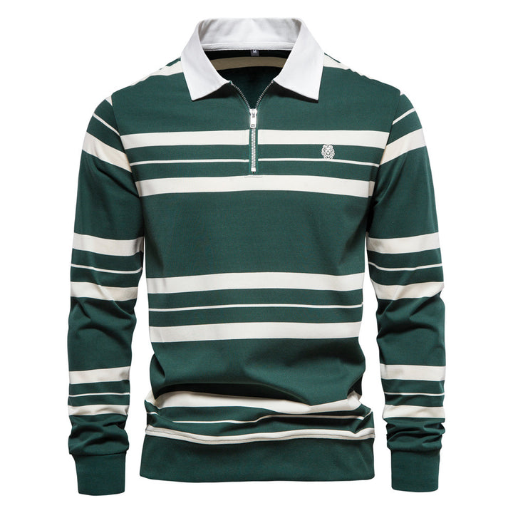 Herrer sweatshirt med moderne stribemønster og praktisk lynlås Stilla