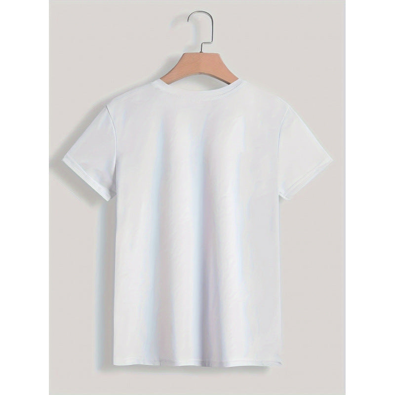 Dame T-shirt med kunstnerisk Santorini-motiv og afslappet snit Stilla