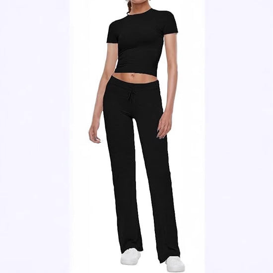 Dame afslappet crop-top og sportshose sæt Stilla