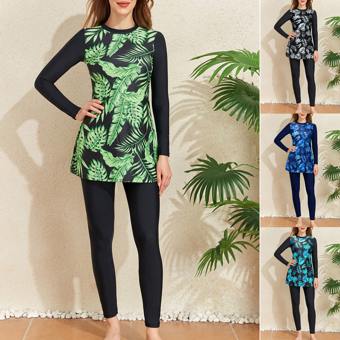 Dame UV-beskyttelse surferdragt med lange ærmer og moderigtigt blomsterdesign Stilla