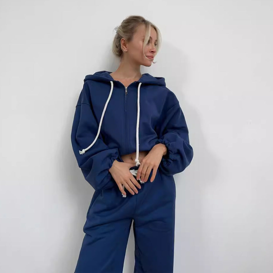Dame casual cropped hoodie og løstsiddende bukser Stilla