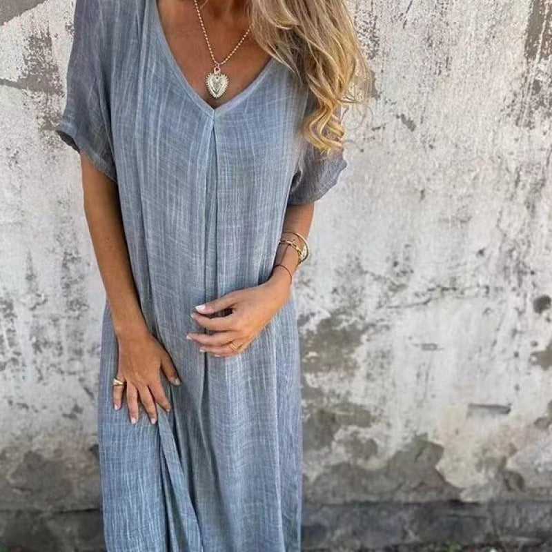 Stilla | Elegant V-Hals Semi-Formel Mellemlang Kjole