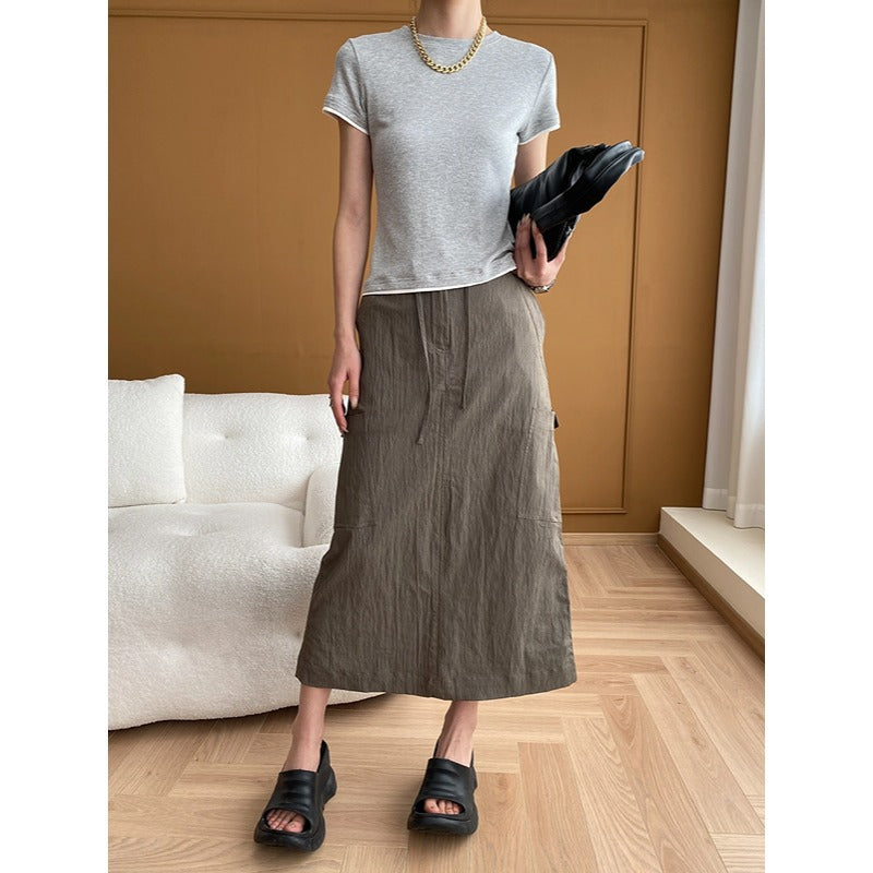 Damer Elegant Maxi Nederdel med Praktiske Lommer Stilla