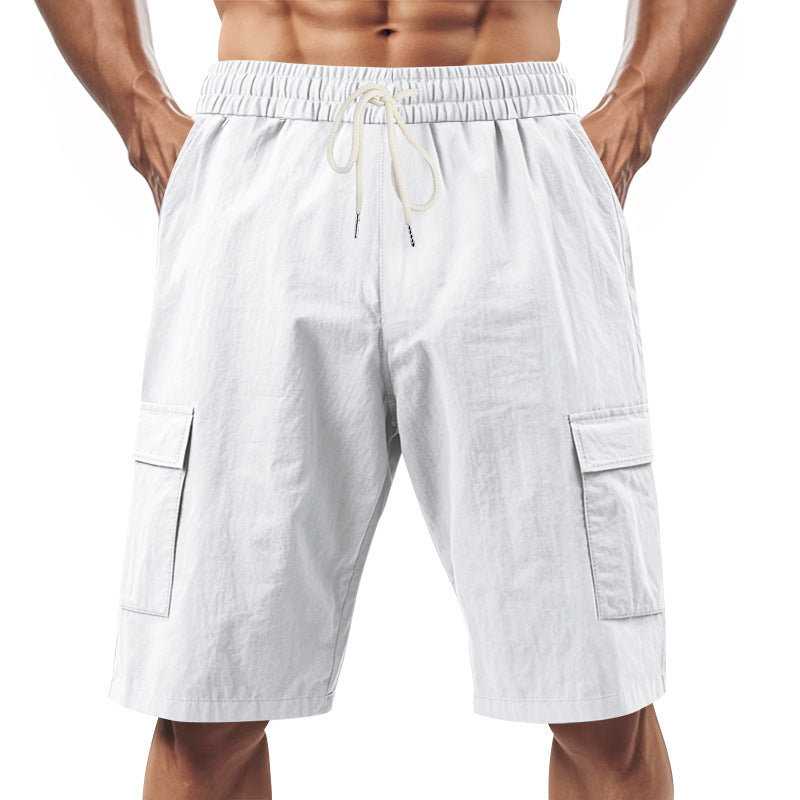 Herrer Cargo-shorts med elastisk talje og funktionelle lommer Stilla