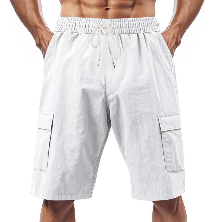 Herrer Cargo-shorts med elastisk talje og funktionelle lommer Stilla