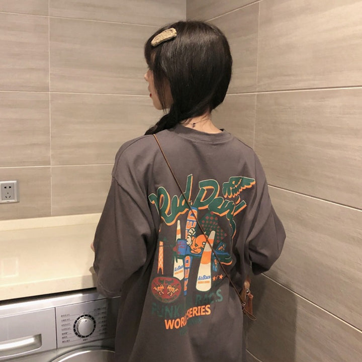 Dame T-Shirt kjole med afslappet snit og iøjnefaldende grafikmotiv Stilla
