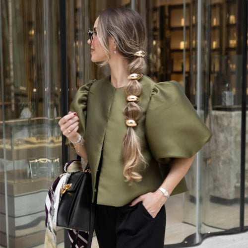 Dame stilfuld bluse med puffærmer Skovae