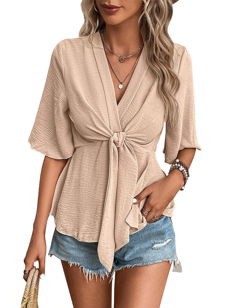 Dame Flettet Bindesjal-Bluse Stilla