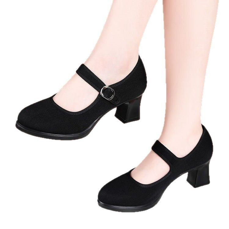 Dame elegante pumps med justerbar rem og en stabil blokhæl Stilla