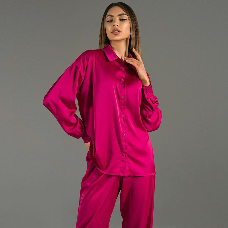 Dame Satin Pyjama-Sæt med moderne snit Stilla