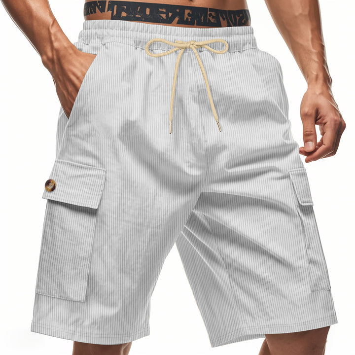 Herrer cargo shorts med klassiske striber og praktiske sidelommer Stilla
