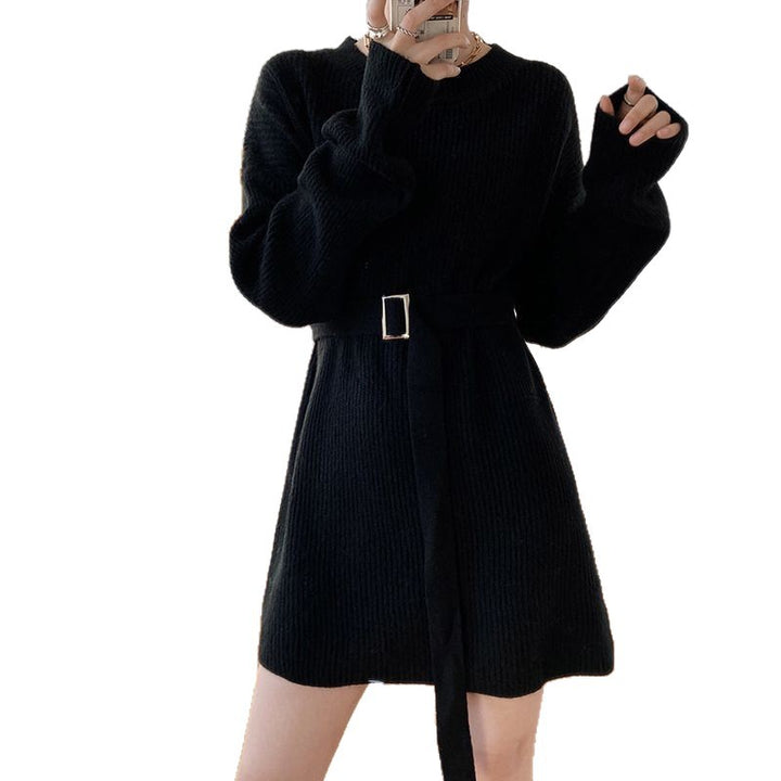 Damerne Fashionable Strik Sweater med Bælte Stilla