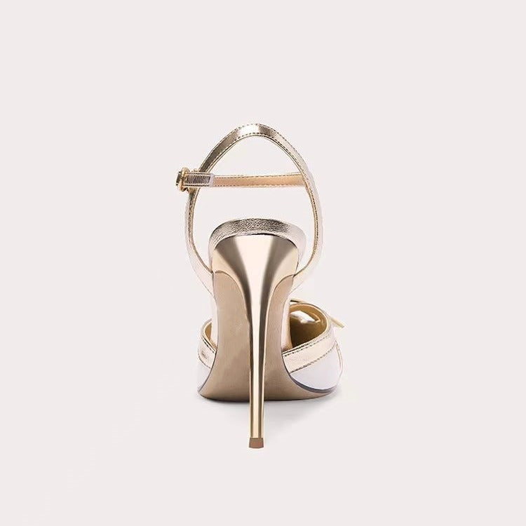 Dame elegante spidse Slingback-hæle med metallic accent Stilla