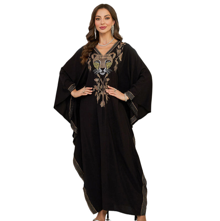 Dame Elegant Kaftan med kunstnerisk dyresyning og bred pasform Stilla