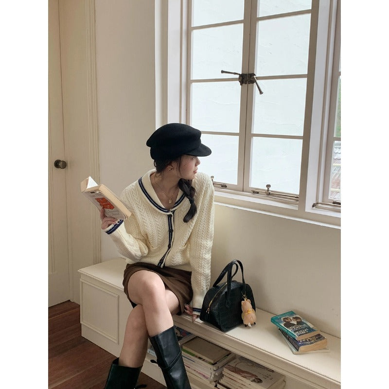 Damer elegant cardigan med klassisk sjal krave Stilla