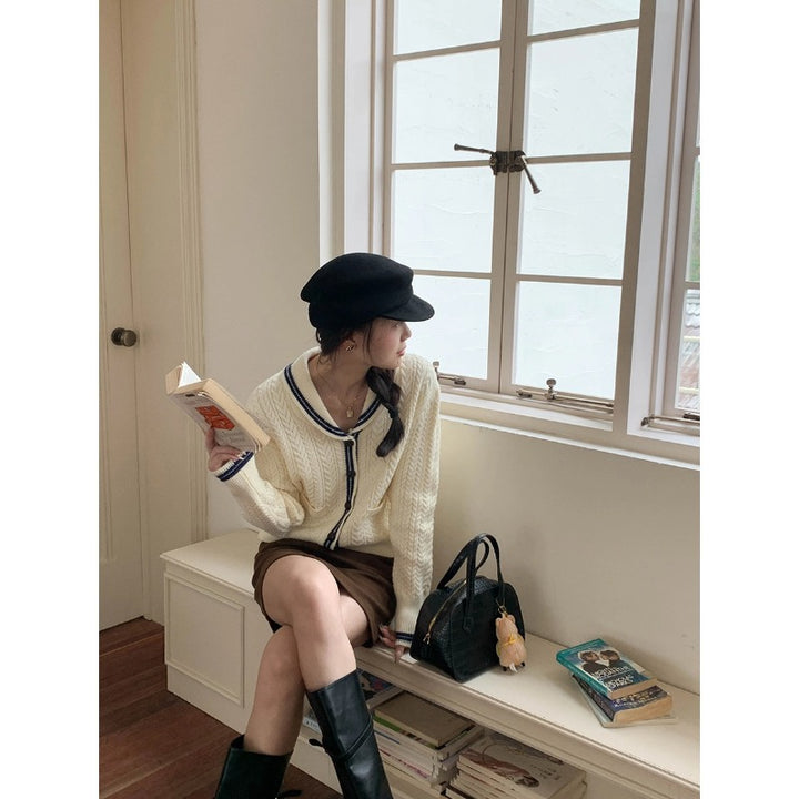 Damer elegant cardigan med klassisk sjal krave Stilla
