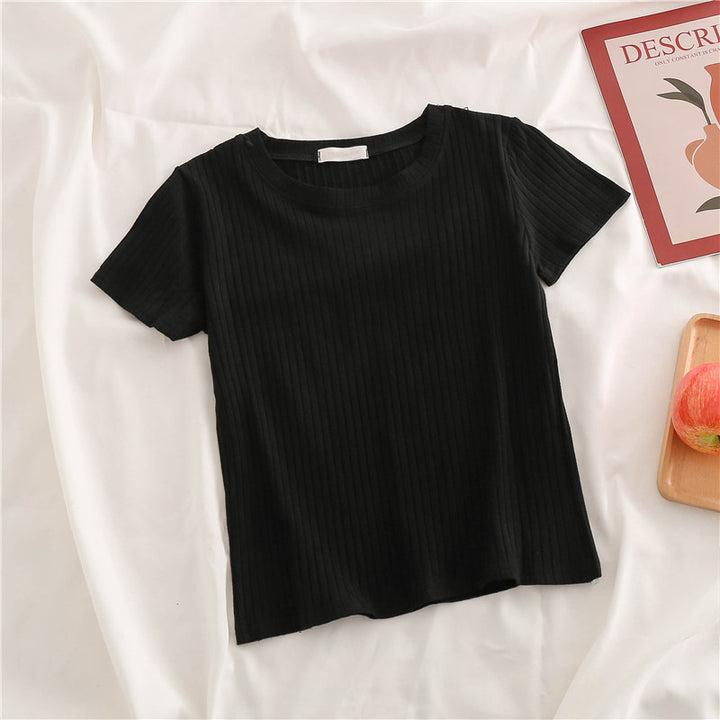 Femme Tekstureret Rib Korte Ærmer-T-Shirt Stilla