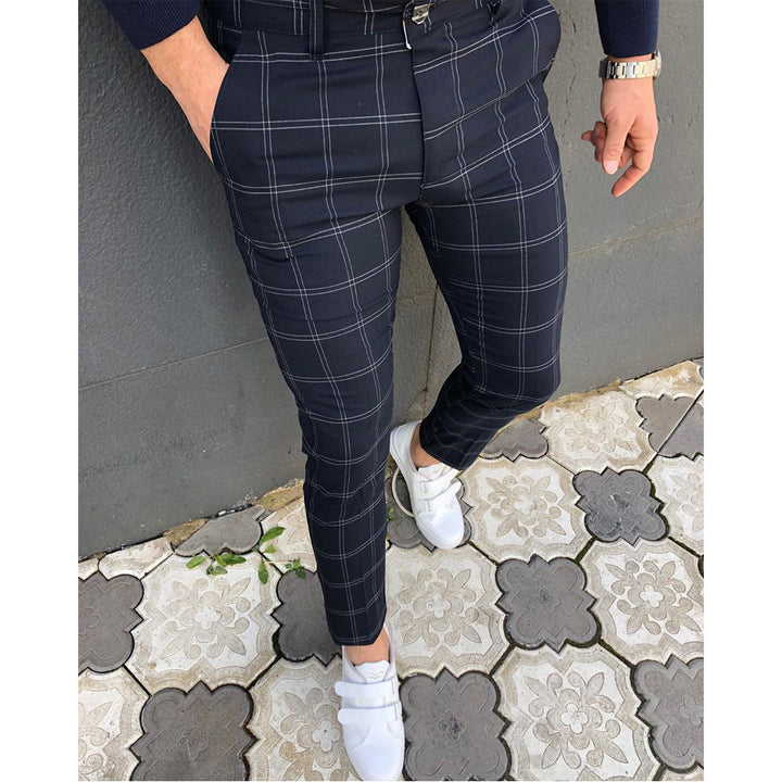 Herre mode Slim-Fit Chino-bukser med ternet mønster Stilla