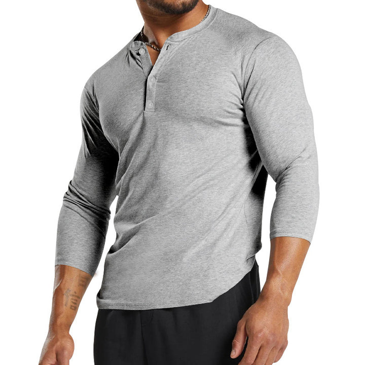 Herrer langærmet Henley-shirt lavet af åndbart materiale Stilla