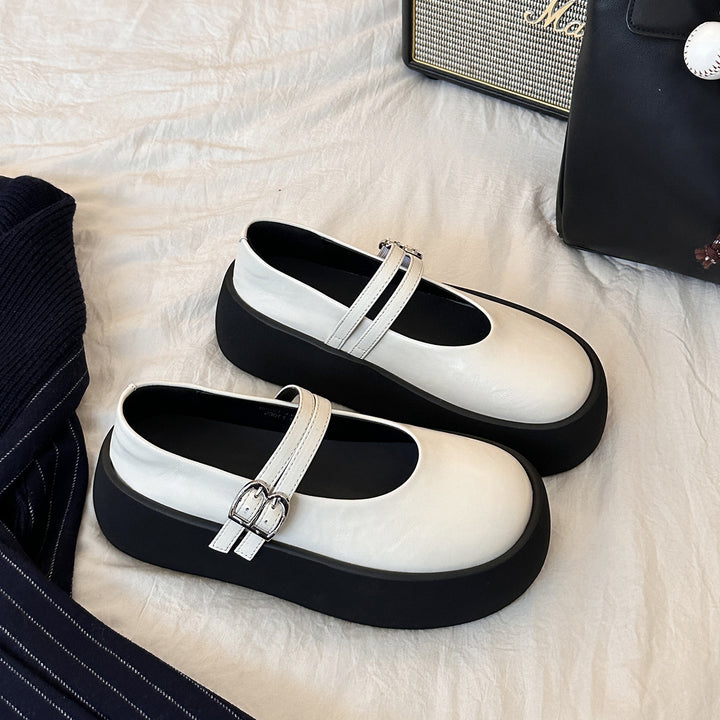 Femme Dobbelt-rem Platform Mary Jane Sko Stilla