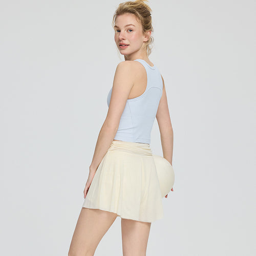 Dame komfortabel Rib-Crop-Top med knapliste og åndbare indsatser Stilla