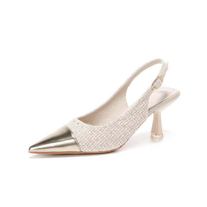 Dame Slingback Pumps med spids tå og metallisk akcent Stilla