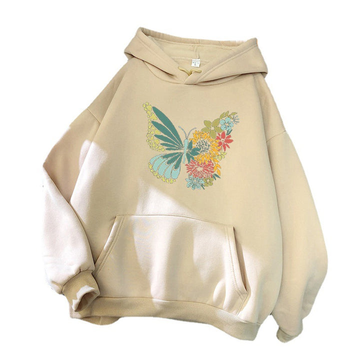 Kvinder hoodie med floral sommerfugl design Skovae