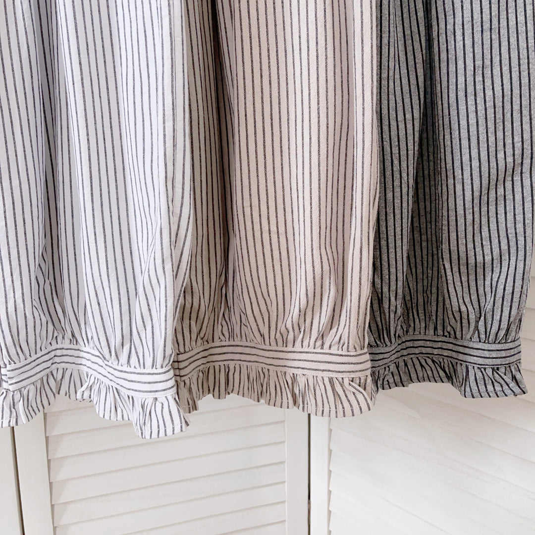 Femme Elastisk Talje-stribe-Midi-nederdel Stilla