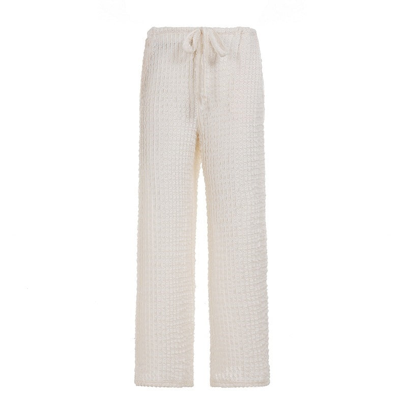 Damen Komfortable Palazzo-Hose mit elastischem Bund und strukturiertem Design Skovae