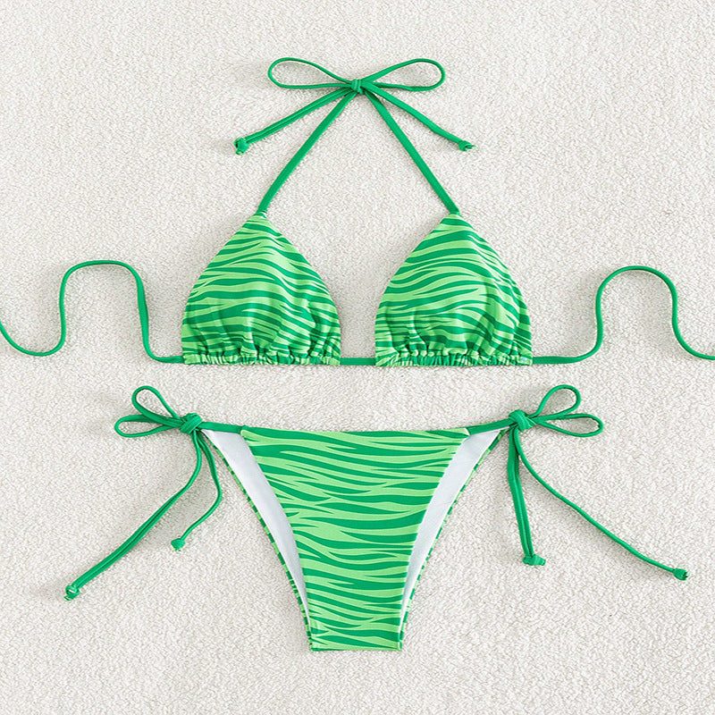 Dame trekantskåret zebra-mønster bikini-sæt Stilla