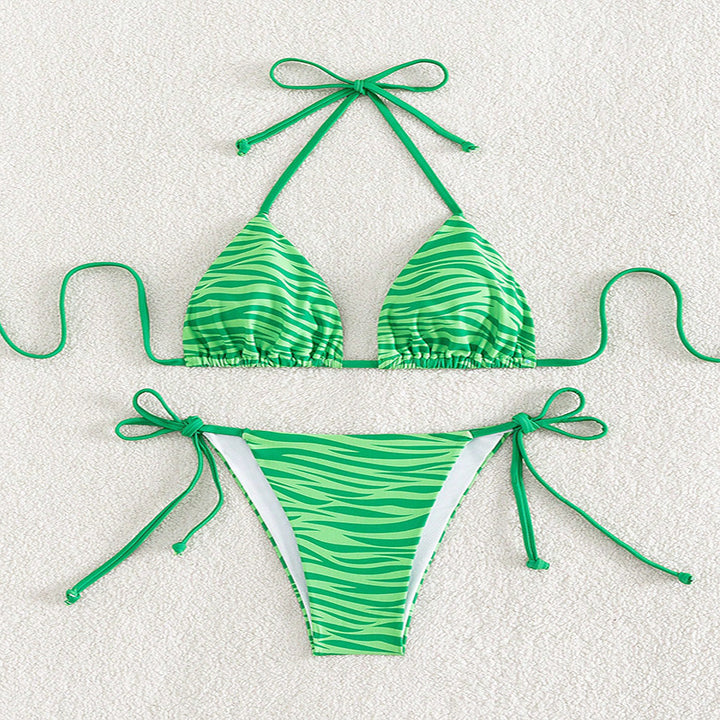 Dame trekantskåret zebra-mønster bikini-sæt Stilla
