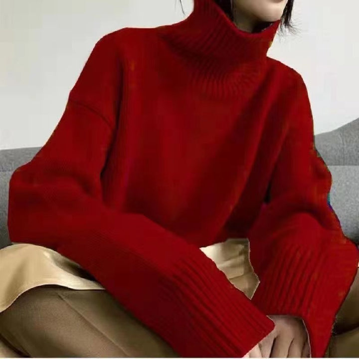 Kvinders oversized højhalset sweater med blødt strik Stilla