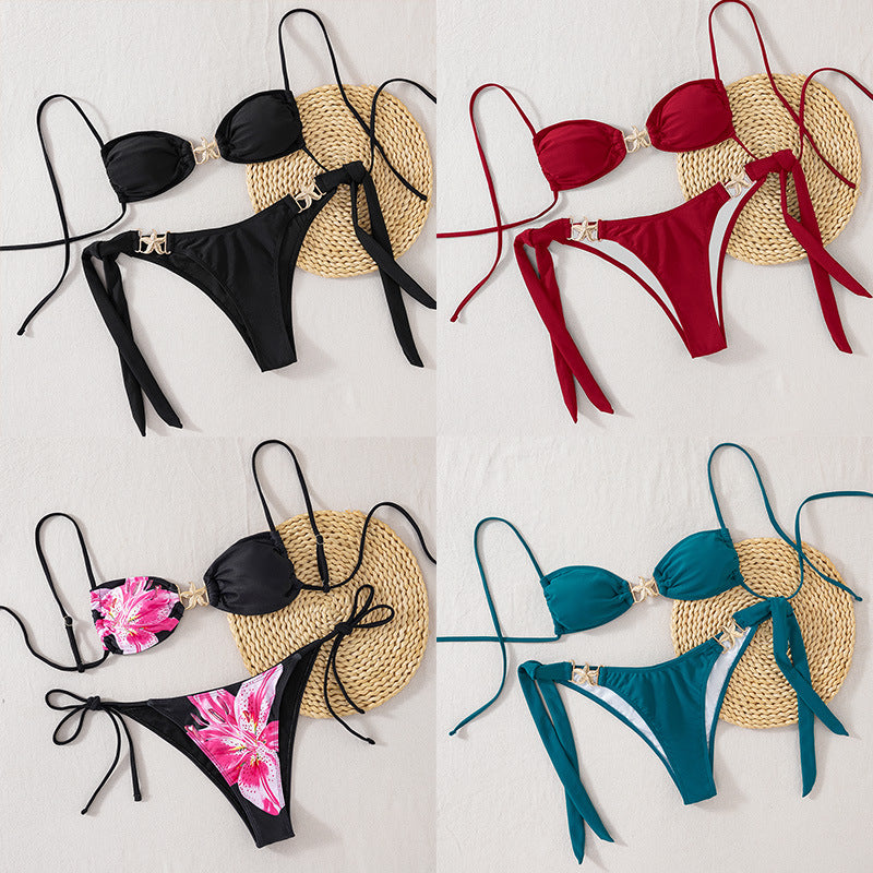 Dame Push-Up Bikinic med glamorøs guld-detalje Skovae