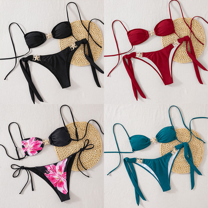 Dame Push-Up Bikinic med glamorøs guld-detalje Skovae