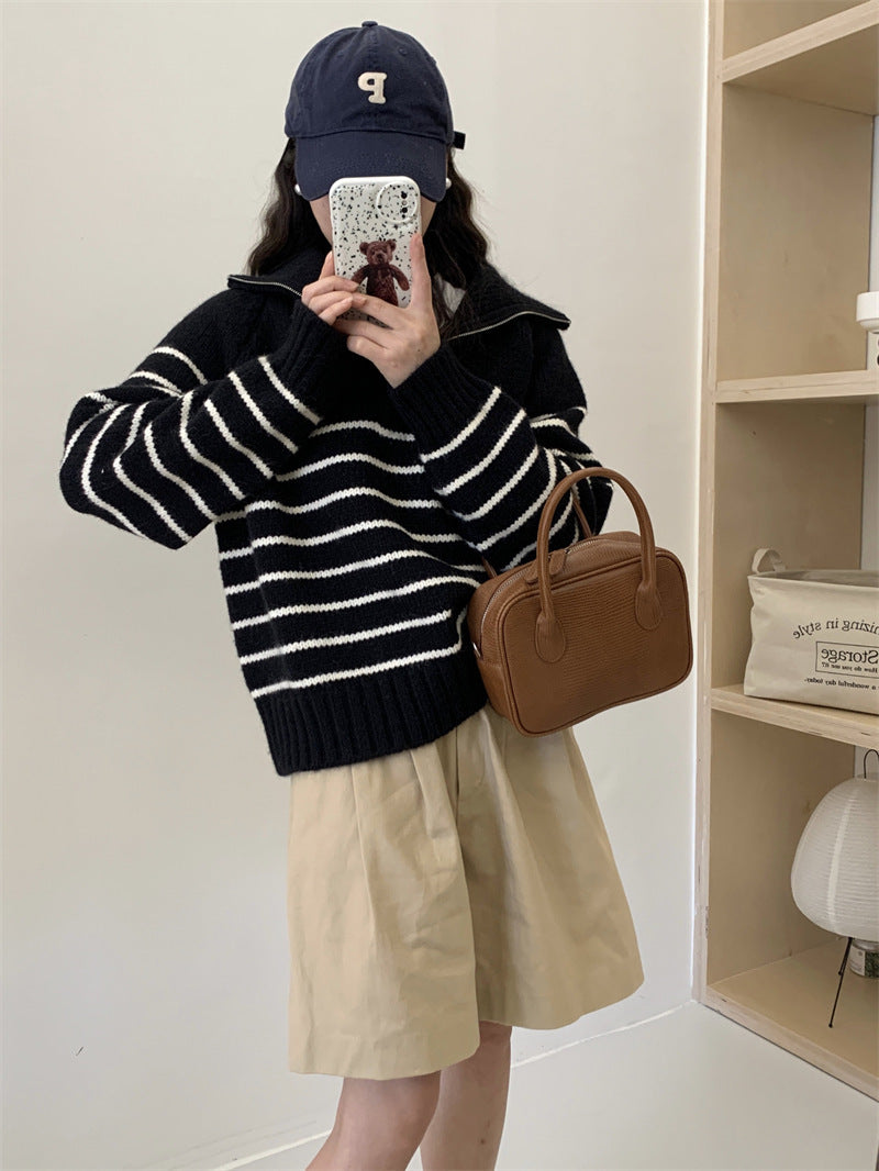 Femme Relaxed Fit Stribet Striktrøje Stilla