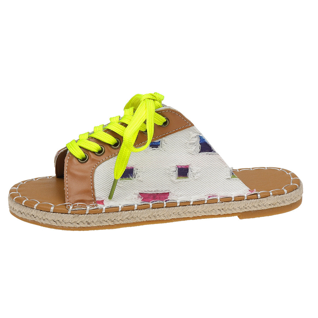 Dame åbne slip-ons med livligt snøredesign og komfortabel sål Stilla